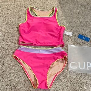 Cupshe Vivid Glow Pink Tankini Set NEW WITH TAGS. SMALL